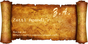 Zettl Agenór névjegykártya